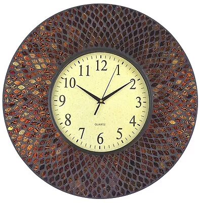 Amber Comb Mosaic Wall Clock With Black Cement Arabic Number Glass • $45