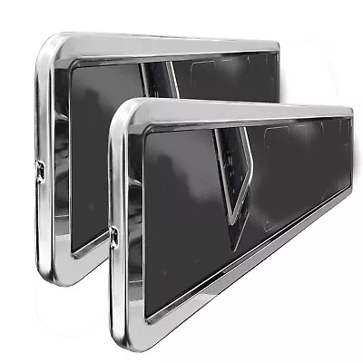 2x Number Plate Holder Surround Stainless Steel Frame ABS Backing Universal • £7.49