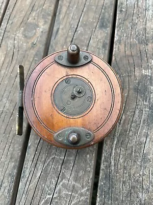 Vintage Wood And Brass Fishing Reel • $64.21