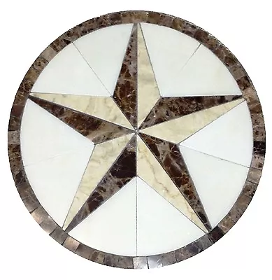 Floor Marble Medallion Texas Star Tile Mosaic 36 Crema Marfil Medallion US • $499