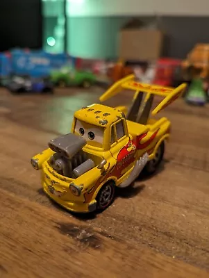 Disney Pixar Diecast Cars 2 Hot Rod Tow Mater Yellow Red Flames Disguise • £8.99