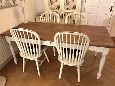 Laura Ashley Bramley Shabby Chic Country Large Kitchen Dining Table & 4 Chairs • £225