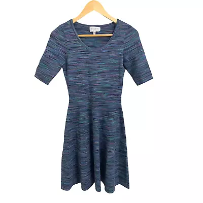 £106.82 • Buy Milly Space Dye Fit And Flare Blue Dress Size Small 