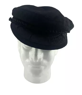 Greek Fishermans Wool Cap Hat Black 7-11/4  Greece Vintage Authentic • $19.99