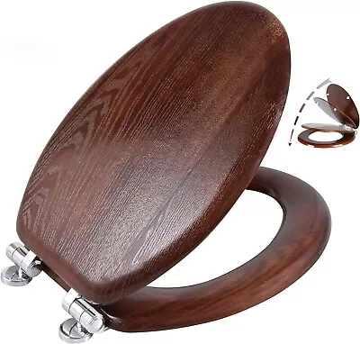 Angel Shield Elongated Toilet Seat Molded Wood W/ Quiet Close (Dark Walnut) • $24.99