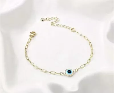 Evil Eye Bracelet Stainless Steel Paper Clip Chain Mati Turkish Evil Eye • $9.95