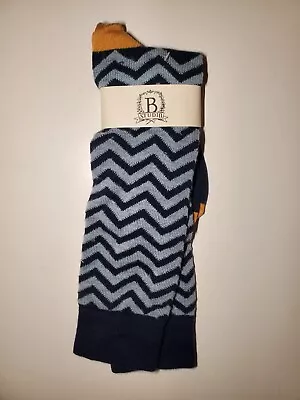 Men's Cashmere Blend Calf Socks B.studio (B.ella Private Label) Blue W/ Gold Toe • $18