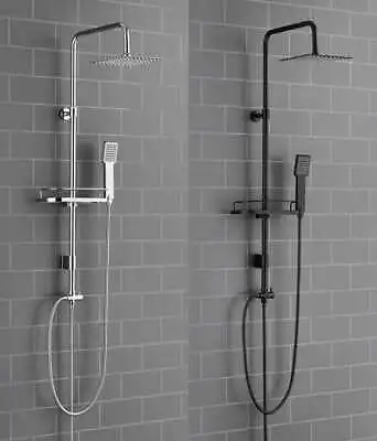 £31.95 • Buy Shower Kit Twin Head 2 Mixer Shower Heads Rail Hose Riser Square Bathroom Set