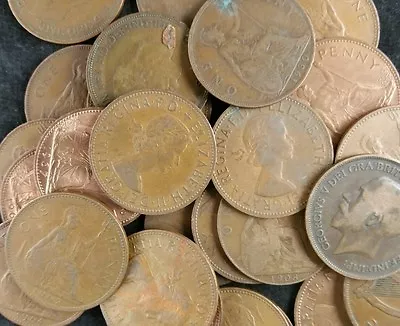 £16 • Buy British Old Pennies Job Lot 100 Old Penny Coins From 1896 To 1967 1d Coppers