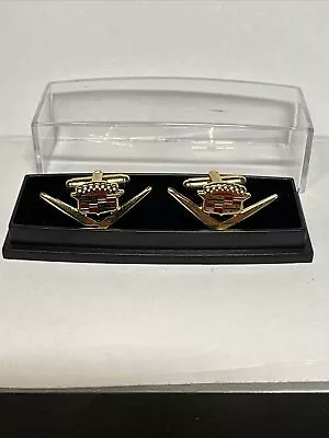 Vintage Classic Cadillac V Emblem Style CuffLinks Cuff Links W Case • $9.99