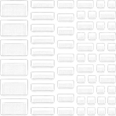 Vtopmart 60 PCS Drawer Organizer 4-Size Clear Plastic Drawer Organizer • $40.67