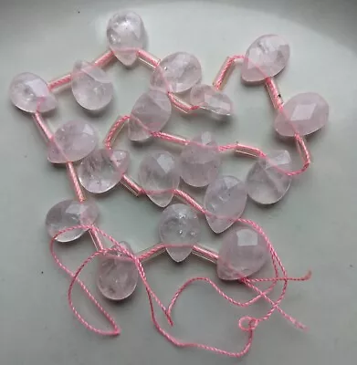 17 Rose Quartz Teardrop Shape Briolette Beads • $9.95