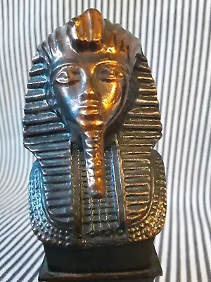 Vtg Copper Metal Egyptian Pharoah King Tut 6.5  Bust Statue Figure Tutankhamun • $32.95