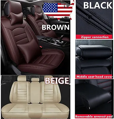 $67.97 • Buy Seat Cover Set, PU Leather 5 Seats Car Front & Rear Protector Cushion Waterproof