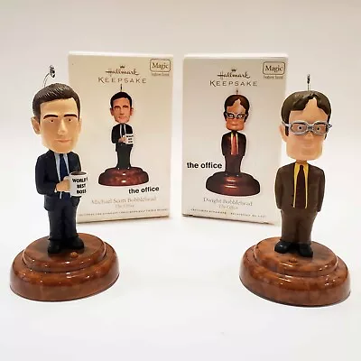 Hallmark Ornament The Office Michael Scott Dwight Schrute Bobblehead Lot • $39.95