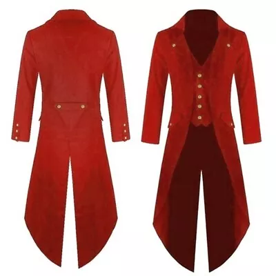 Mens Steampunk Costume Ringmaster Magician Coat Vintage Tailcoat Gothic Jacket • $40.84