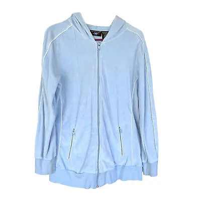 Baby Blue Velour Maternity Hooded Zip Jacket New Additions Brand Size Medium • $6.99