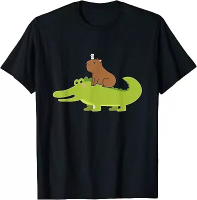 Capybara Riding Alligator Pet Dad Mom Boy Girl Kids Outfit T-Shirt S-5XL • $22.99