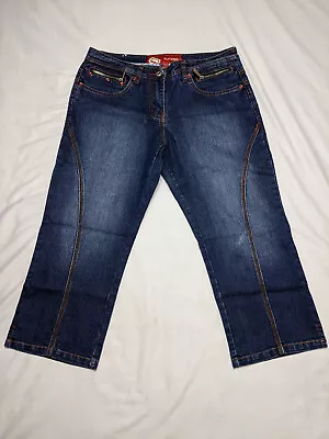 Ecko Red Mark Echo Vtg Womens Size 11 Blue Jean Capri Skimmer Rhinestone  Zipper • $5.94