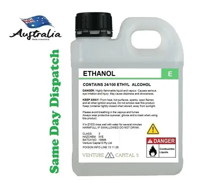 Ethanol - Denatured Ethyl Alcohol 99% 1lt 2.5lt 5lt ~ Free Post • $21.95