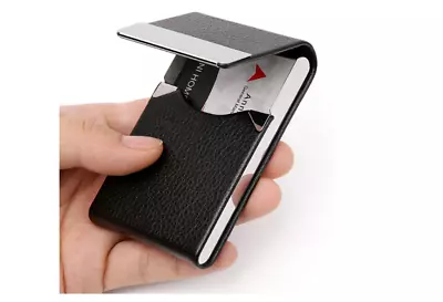 PU Leather Business Card Holder Case Magnetic Shut Slim Metal Pocket RFID Secure • $11.49