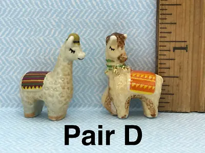 2 Llamas Tiny Porcelain Figurines Llama Peru French Feves Dollhouse Miniatures D • $10.95