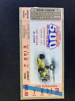 1988  72nd Indy 500 IMS Ticket Stub Rick Mears Winner FREE SHIPPING! • $10.99