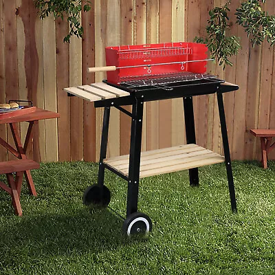 Portable Charcoal BBQ Grill With Shelf Outdoor Barbecue Stand For Camping Picnic • $35.99