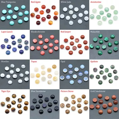 6/8/10mm Natural Stone Round CAB Cabochon Beads Flatback For Jewelry Making • $4.69