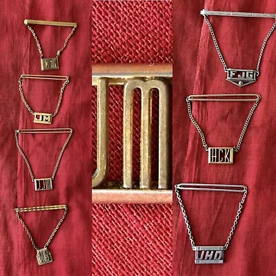 Lot Of 7 Vintage Monogram Tie Clips Tie Bars W/Tie Chains • $29.99