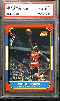 1986 Fleer #57 Michael Jordan Rookie RC PSA 8 • $6200