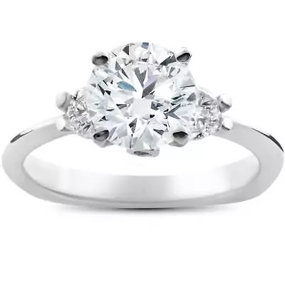 1 3/8ct 3 Stone Diamond Solitaire Engagement Ring 14K White Gold Enhanced • £2050.90