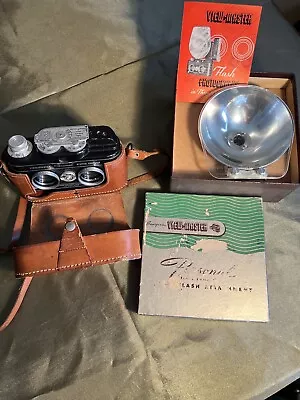 50’s SAWYER'S VIEW-MASTER PERSONAL STEREO CAMERA & LEATHER CASE W/ FLASH In Box • $150.50