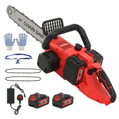 16'' Cordless Chainsaw 2 Battery Electric Saw Handheld Wood Cutting Tree Branch • £65.99