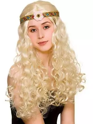 £10.45 • Buy Ladies FLOWER POWER HIPPIE WIG + HEADBAND Hippy 1960s 60s 70s Groovy Blonde Long