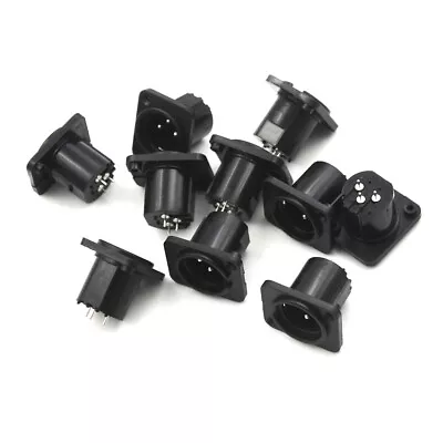 10pcs Male Chassis Socket 3-Pin XLR Jack Panel Mount Non-Latching Connec-PN • £6.16