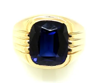 14k Yellow Gold Sapphire Signet Ring • $699