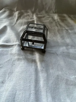 VTG Brass And Glass Display Case Square Box With Domed Lid. 2.5”x2.5”x2”H • $12