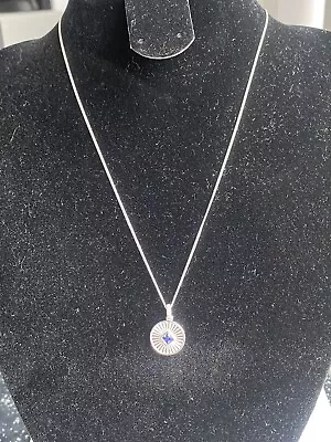 925 Silver Tanzanite Disc Necklace New • £20