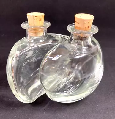 Vintage Danish Mod Dep Oil Vinegar Clear Glass Nesting Bottles Cork Lids Labeled • $29.95