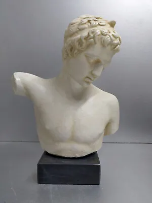 Ephebe Bust Sculpture On Black Marble Base • $149