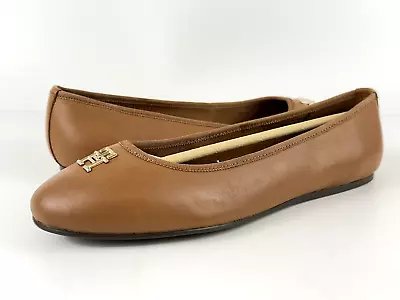 Tommy Hilfiger Round Toe Leather Metal Accent Ballerinas Womens Shoes UK Size 6 • £5.50