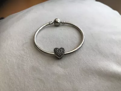 Pandora Silver Bracelet With One Heart Charm Very Pretty • £18