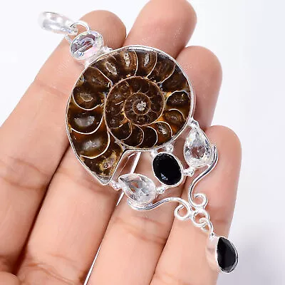 Ammonite Crystal Gemstone Fashion Jewelry 925 Silver Pendant 3.1  ARP-3917 • $8.99