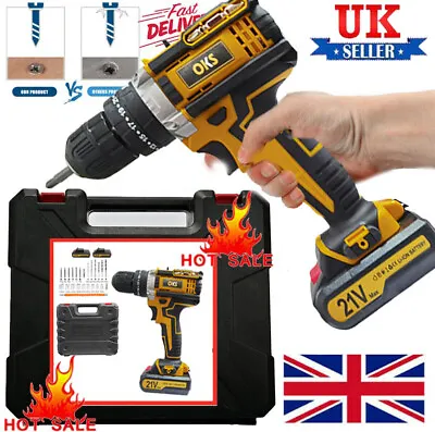 2 Battery 21V Cordless Hammer Drill Set Electric Impact Driver Screwdriver Tools • £22.66