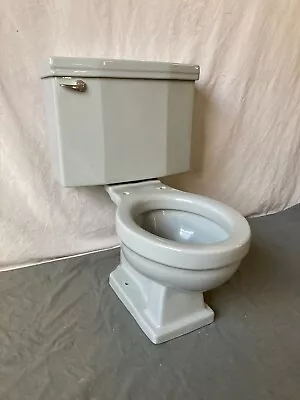 Vtg Mid Century Light Grey Porcelain Complete Toilet Old Standard Bath 64-22E • $495