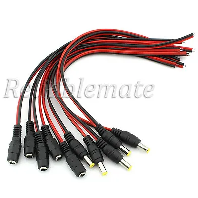 5pair 12V 5.5x2.1mm Male + Female DC Power Socket Jack Connector Cable Plug Wire • $6.29