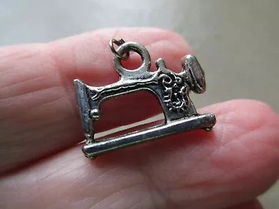 Vintage Silver Tone Double Sided Singer Sewing Machine Dress Maker Charm Pendant • £14.99