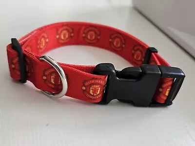 Manchester Utd  Inspired Adj Handmade Dog Collar SEE DESCRIPTION FOR SIZING • £8.49