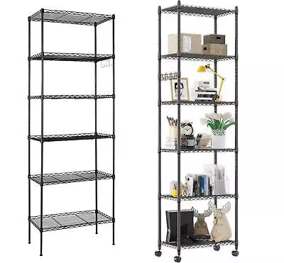 6 Tier Metal Storage Rack Shelving Wire Shelf Kitchen Unit Stand Garage Office N • £45.99